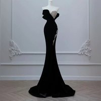Elegant Strapless Mermaid Evening Dress High Slit & Sequins Prom Banquet Hosting Runway Shows & Performances
