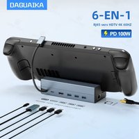 Deck Dock 6 In 1 Steam Deck/Rog Ally 2023 Docking Station Stand 3*USB 3.0 HDTV 4K@60Hz Gigabit Ethernet PD 100W Hub