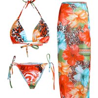 Women's Floral Print Triangle Bikini Set With Cover-Up Dress, Quick-Dry Swimwear For Beach & Pool Fashion-Print Designs