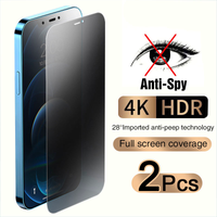 2PCS Privacy Screen Protector For iPhone 16 15 14 PRO MAX Anti-Spy Glass For iPhone 13 12 11 XS Max XR 7 8 Plus SE 2022 Tempered Glass