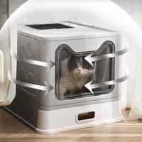 Fully Enclosed Stainless Steel Cat Litter Box Large Drawer Style Folding Anti Odor Cat Toilet Anti Splash Pet Supplies