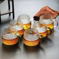 Thickened Hammer Pattern Pineapple Cup Tropical Handle Water Cup Home Fashion Breakfast Cup Beverage Cup Milk Cup Glass Water Cup