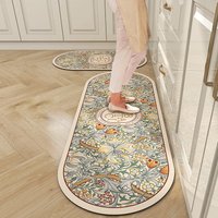 Floral Diatomite Bath Mat – Super Absorbent Non Slip Kitchen & Bathroom Rug Washable & Decorative Floor Mat