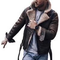 Men's Faux Fur Streetwear Jacket - Edgy Biker Style Coat With Distressed Detailing, Trendy Outerwear
