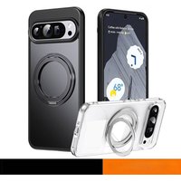 Magnetic Clear Case – Ultra Thin Shockproof Phone Cover 360° Rotating Stand
