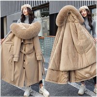 Two Sided Parka Long Cotton Jacket One Coat Three Waist Cinching Slimming Inner Lining Detachable Cotton Jacket Outer Coat