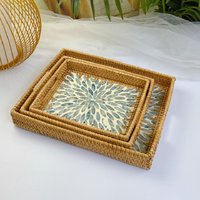 Creative Wicker Woven Colorful Shell Fruit Plate Decorative Ornaments Jewelry Storage Tray Tea Storage Tray Storage BasketA