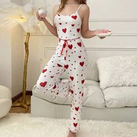 Intimates Home Clothes Ribbed Love Strap Vest Pajamas That Can Be Worn Outside Trousers Suit