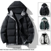 Oversized Padded Coat Hood Warm Winter Jacket Couples Thickened Quilted Parka Water Resistant Outdoor Puffer Coat