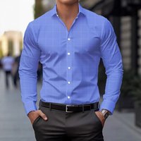 Hot Selling Four Sided Stretch Men's Large Size Casual Shirt Spring And Autumn Regular Business Shirt Plaid Design