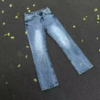  Clothing Ice Ripple Wash Jeans Straight Leg Retro Denim Pants 