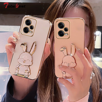 3D Cute Rabbit Trunk Phone Holder Plating Case for Xiaomi Redmi Note 12 Pro 5G Stand Bracket Cover
