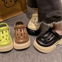 Hole Shoes Casual Sports Style Stepping Shit Feeling Eva Thick Bottom Slippers Summer Net Celebrity Contrast Sandals