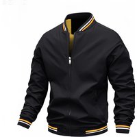 2024 Spring Autumn Collar Cuff Striped Windproof Lightweight Jacket College Simple Style Top