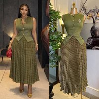 European American African Clothing 2026 Summer Elegant Temperament Sleeveless Vest Pleated Skirt Set