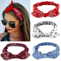 Paisley Print Boho Head Band Soft Headbands Vintage Bowknot Elastic Hair Bands Hair Accessories