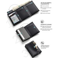 New Men Credit Card Holder RFID Blocking Microfiber Leather Magnetic Closure Pop Up Card Wallet With ID Window And Coin Pocket
