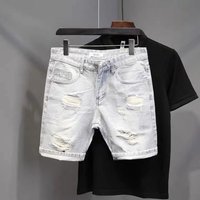 Clothing Retro All Match Loose Straight Denim Shorts Casual Pants