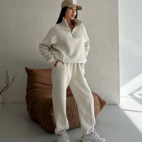 Casual Fashion Hoodie & Jogger Set Loose Fit Long Sleeve Pullover Zip Detail & Thickened Polyester Comfort Wear
