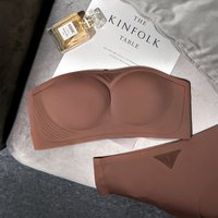 clothing Strapless non slip underwear invisible traceless wire free bra one piece small breast push up bra set chest wrapping