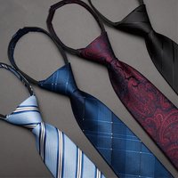 Unisex Black men’s tie Striped Blue Business tie Lazy zip tie