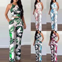 Clothing Summer Two Piece Short Printed Vest High Waist Wide Leg Pants Leisure Suit
