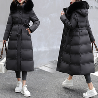 Clothing Down Cotton Long Over knee Belt Slim fit Fashion Jacket