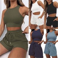 Women's Clothing Summer Suit Solid Color Vest Fashion Casual Short 2 Piece Suit For Women