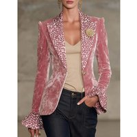 Fashionable Digital Print Blazer Long Sleeve Lapel Jacket Flutter Sleeves Trendy Streetwear 