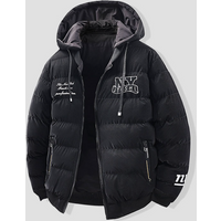  Reversible Hooded Jacket Embroidery & Print Design Lightweight Polyester Winter Coat &
