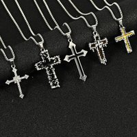 Hip Hop Necklace Accessories, Men's Street Cross, Personality, Bouncing, Di Alloy Pendant, Sweater Chain
