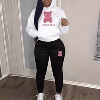 Clothing Suit Hooded Sweatshirt Sweatpants Matching Bear Print Suit Manufacturers Spot