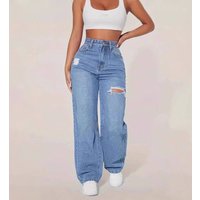 Clothing Washed Hole Denim Trousers