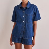 Clothing Summer Washed Retro Solid Short Sleeved Shirt Shorts Denim Suit