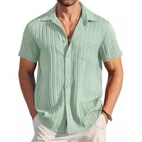 Men's Clothing 2024 Summer Lapel Solid Color Short Sleeve Button Shirt Men's Shirt Men's Clothing