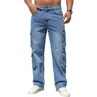 Streetwear Cargo Jeans – Oversized High Waisted Utility Pants Multi Pockets