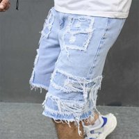 Men's clothing casual slim denim small leg quarter pants personalized trendy jeans