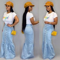New Elastic Denim Skirt Long Skirt Fishtail Skirt