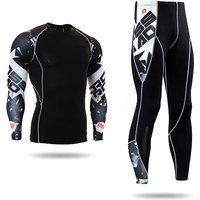Clothing Large Printed T Shirt Sports Trousers Quick Drying Tights Long Sleeved Training Suit Sports Fitness Suit