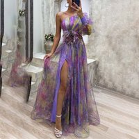Party Mesh Oblique Shoulder INS Casual Fashion Dress