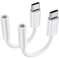 JXMOX C-type to 3.5mm female headphone jack adapter (2-piece set), USB C-to Aux audio dongle cable suitable for iPhone