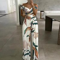 2023 Fashion One Shoulder Print Temperament Commuter Casual High Waist Jumpsuit