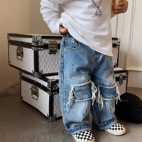 Mother&Kids Children's plankton handsome baggy wide-leg jeans boy retro style casual pants pants trend