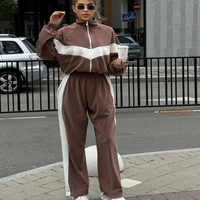 Stylish Women's Casual Sport Set With Zip Hoodie And Pants Urban Streetwear, Comfortable Polyester Fabric, Multiple Colors And Sizes For Everyday Wear