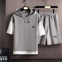 clothing Waffle short sleeved suit two piece suit brand casual sports two piece tops clothing matching set