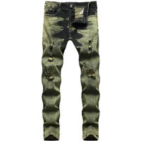 New Stretch Jeans Slim Fit Straight Leg Ripped Men's Pants