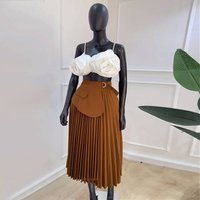 clothing summer style temperament high waist irregular solid line pleated short skirt