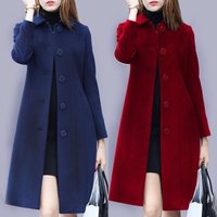 Clothing woolen coat medium length style autumn winter slim woolen coat slim woolen suit