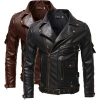 clothing 2024 autumn winter personalized leather slim fit pocket zipper jacket