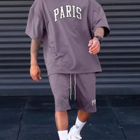 Men's Clothing Short Sleeved Shorts Men's Summer 2024 Trend Hong Kong Style Handsome Personality Sexy Complete Set ME2 MA1